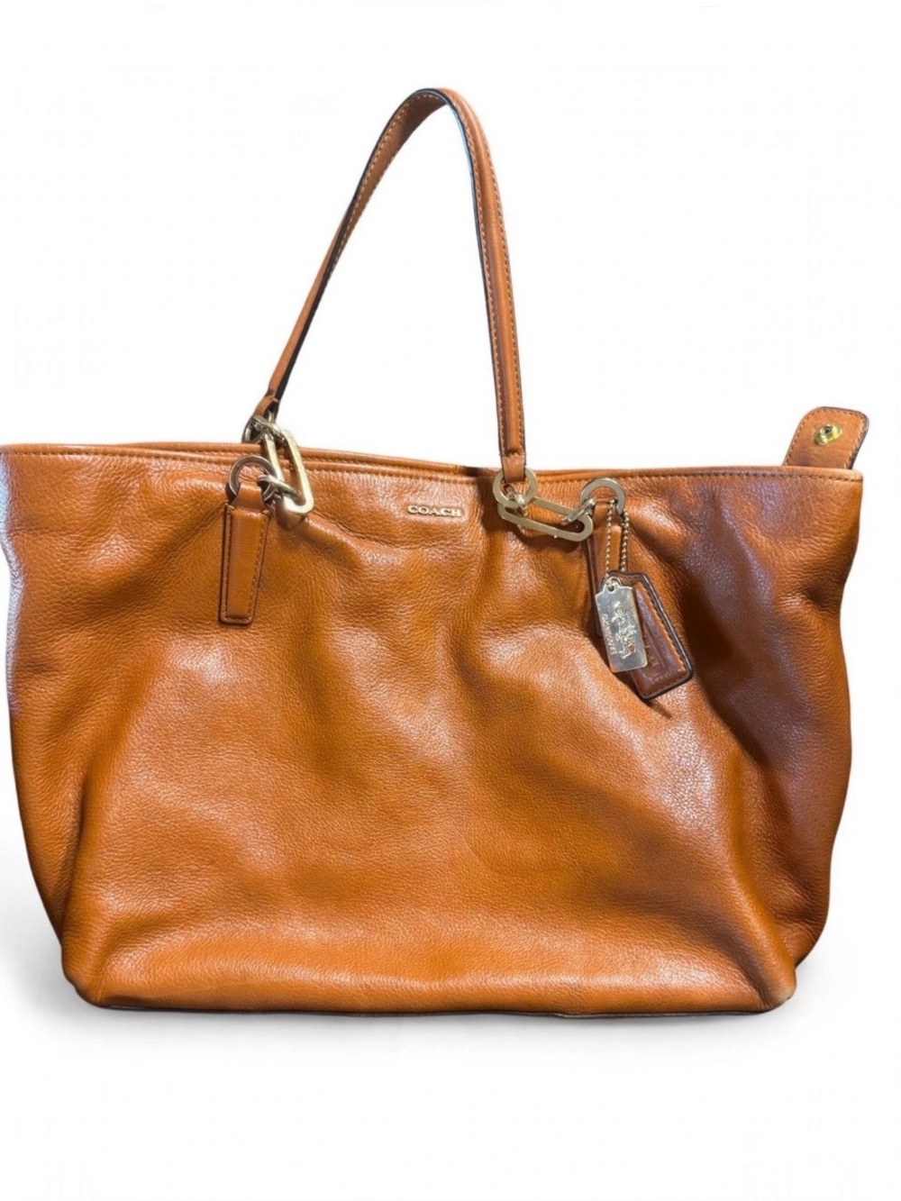 Coach Tan Leather Tote with Gold Hardware